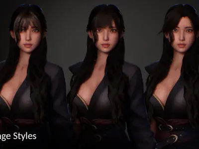 Katana Girl SATOMI Free low-poly 3D model