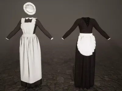 Victorian Maids Low-poly 3D model