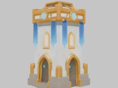 Fantasy Medieval Tower 3D Model Low-poly 3D model