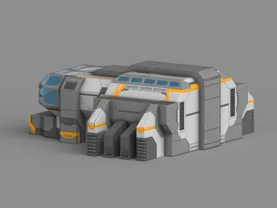 Sci-Fi Military Building - Headquarter HQ Low-poly 3D model