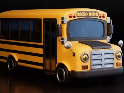 Low Poly School Bus Low-poly 3D model purchase
