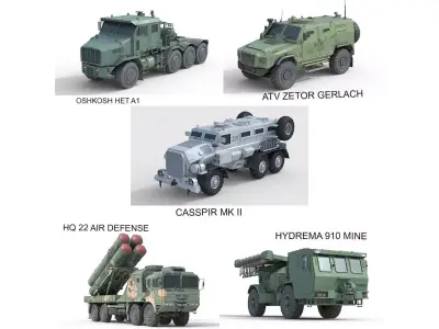 5 Military Vehicles Collection v33 Low-poly 3D model