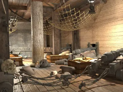 Cabin to sleep pirate ship 3D model