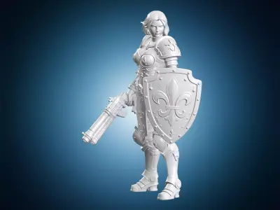 Battle Sister Warrior Figurine 3D Print Model 3D print model