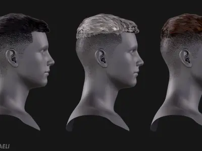 Real Time Hair Card Male Hairstyle part 06 Low-poly 3D model