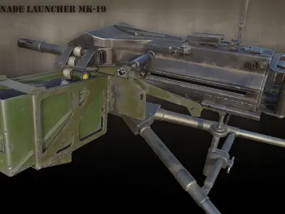 Grenade Launcher MK-19 Low-poly 3D model