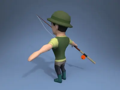 Medieval Fisherman Low-poly 3D model