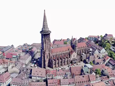 Fribourg Cathedral Low-poly 3D model