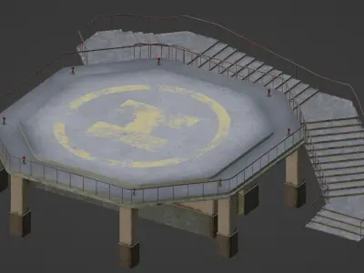 2 Sites of Helipad Low-poly 3D model