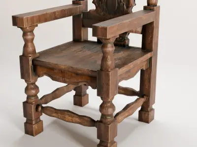 Medieval Wooden Throne - Game-Ready Low-poly 3D model