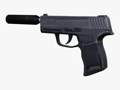 Silenced Pistol P365 Low-poly 3D model