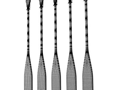 Set of painted oars 3D model