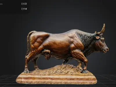 FREE Bronze Bull Statue Free low-poly 3D model