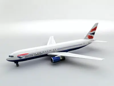  Boeing 767-300 Airliner - British Airways Low-poly 3D model