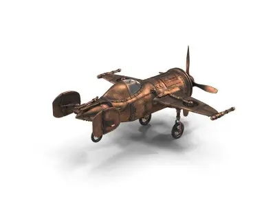 Phantom toy airplane in copper 3D model