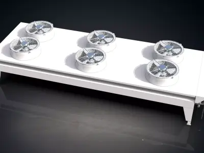 Chiller stainless steel table with three pots 3D model