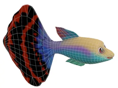 Guppy Fish Cartoon Animated Low-poly 3D model