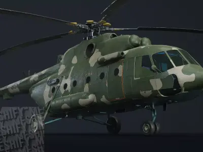 Heavy Military Transport Helicopter Low-poly 3D model