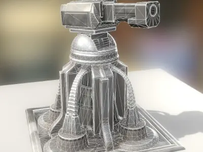 Heavy Gun Tower Animated Low-poly 3D model