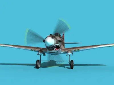 Curtiss P-40B Tomahawk V04 RAF 3D model