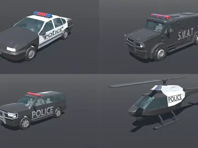 Police Vehicle Pack Low-poly 3D model