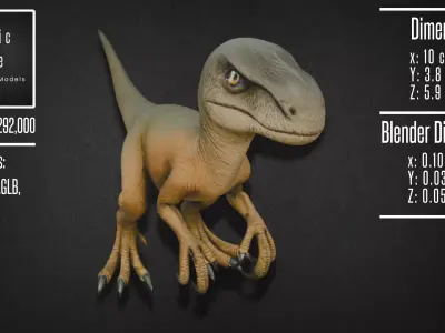 Realistic Velociraptor Model 3D model