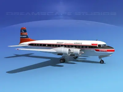Douglas DC-6 Braniff International 3D model