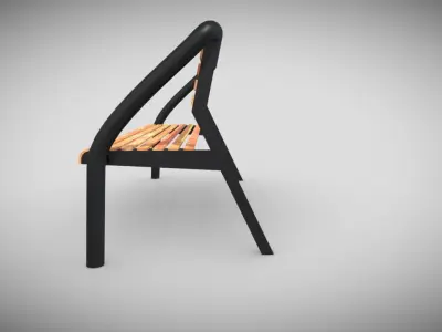 Outdoor Bench Low-poly 3D model get