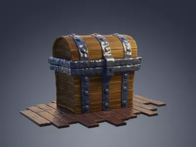 wooden treasure chest Free 3D model