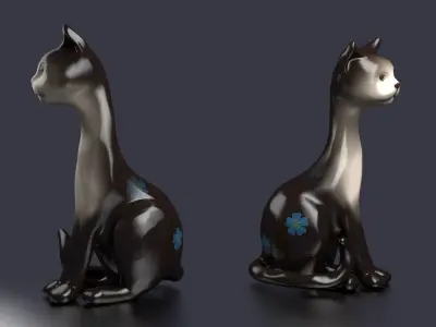 cat animal mammal  sculpture statuette  present sculpt art  3D model
