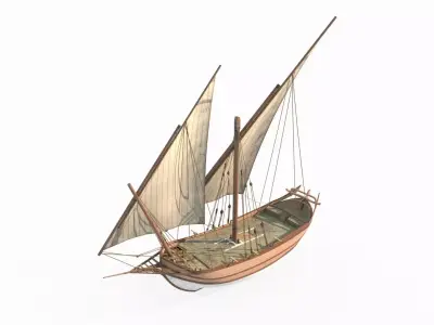 Medieval sailboats and warships 3D model