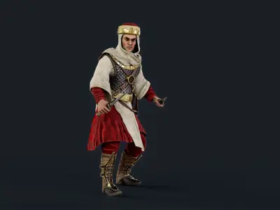 Persian 2 dagger A pose Low-poly character redy for game  Low-poly 3D model