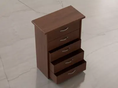 5 drawer cabinet Free low-poly 3D model