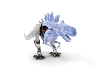 Robotic Dinosaur Model Pack  Metallic Predator Low-poly 3D model