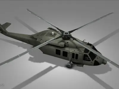 SH60 Helicopter Low-poly 3D model