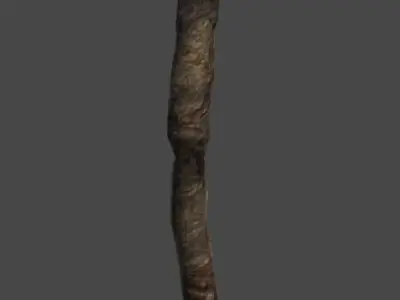wand3 wooden wand with stone Low-poly 3D model