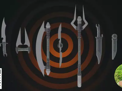 Tactical Fantasy Blade  Polearm Collection 3D model