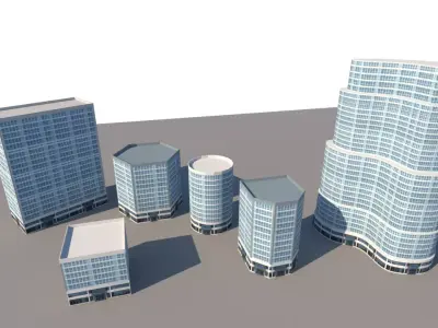 Low Poly Commercial Building Pack Low-poly 3D model