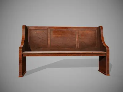 Bench Low-poly 3D model wooden Low-poly 3D model