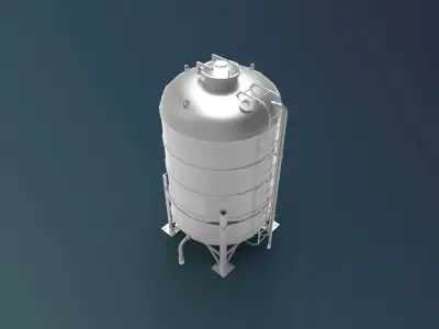 Industrial Water Tank Low-poly 3D model