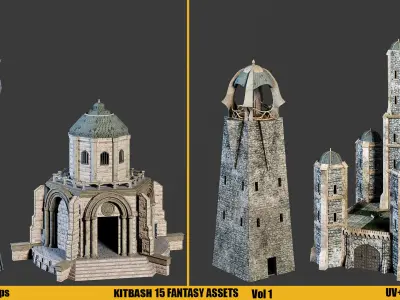KITBASH-FANTASY ASSETS Vol 1 Low-poly 3D model