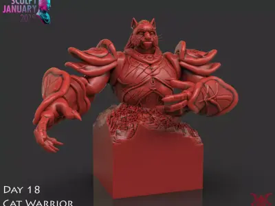 Cat Warrior Timelapse and Model 3D print model