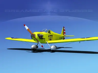 Flybaby fighter plane flying in sky 3D model