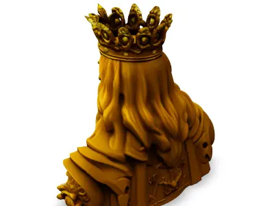 Golden King Bust Majestic 3D Model 3D model