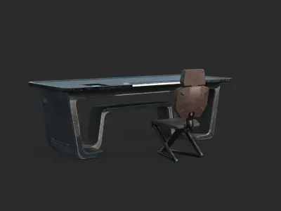 Futuristic Sci-Fi Style Tables and Chairs 3D model