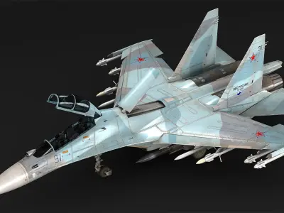 Su-30M2 russian air force fighter jet 3D model