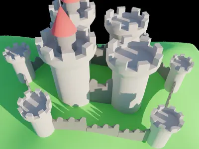 Low Poly Castle Free low-poly 3D model