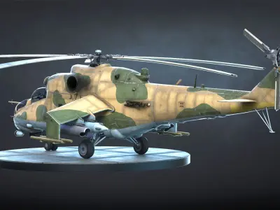 Mi-24 Helicopter Low-Poly 3D model