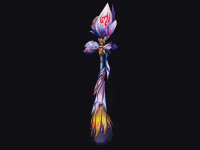 Magic Wand Rod Stick Fairy Staff Scepter Inventory Item Low-poly 3D model