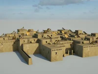 Prehistoric neolithic structures village 3D model